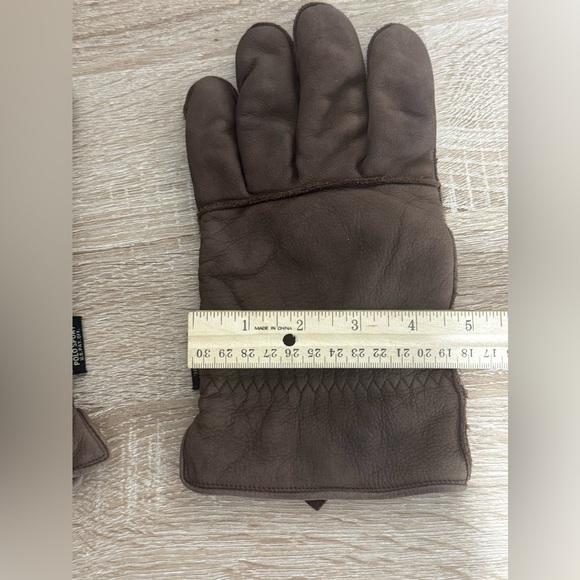 Ralph Lauren Polo Sports Men’s L Brown Nubuck Leather Lined Gloves - Picture 3 of 12